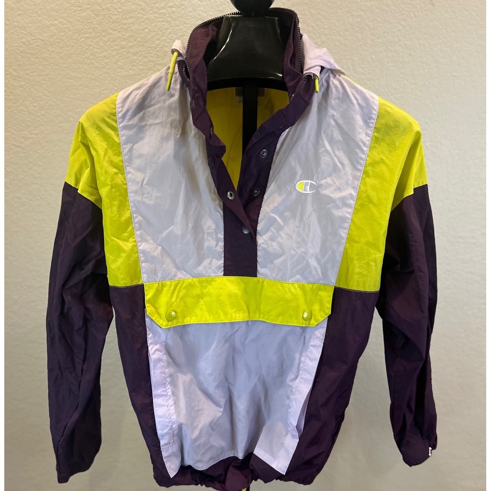 Champion Colorblock‎ Windbreaker Hooded Pullover Jacket Women Small